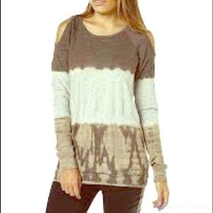 Swell Tie-Dye cold-shoulder mocha sweater L